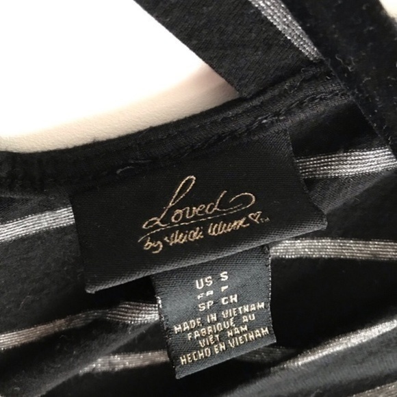 Loved By Heidi Klum V-neck Black Silver Striped Long Sleeve Maternity Top Small - Picture 4 of 5